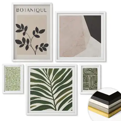 Set de 5 tablouri înrămate cu motive vegetale moderne