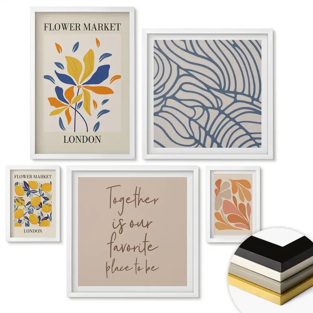 Set 5 tablouri înrămate Inspirații florale în stil modern