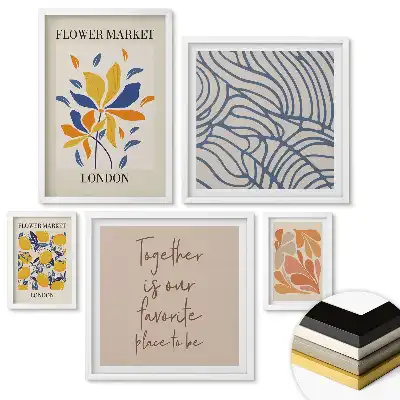 Set 5 tablouri înrămate Inspirații florale în stil modern