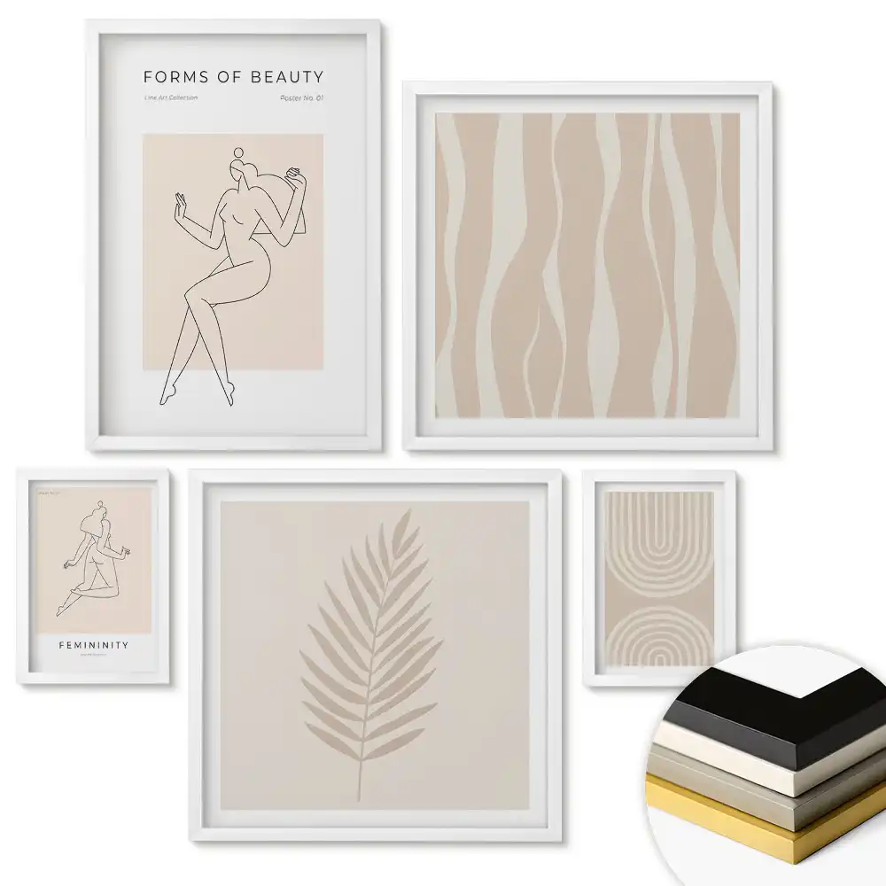 Set de tablouri înrămate Forme moderne de frumusețe în minimalism