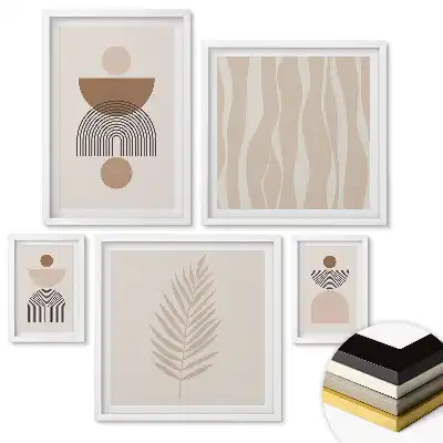 Set de tablouri înrămate cu compoziții minimaliste în culori discrete