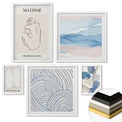 Set de tablouri înrămate cu forme și linii abstracte