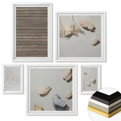 Set de tablouri înrămate cu compoziții minimaliste și elemente naturale