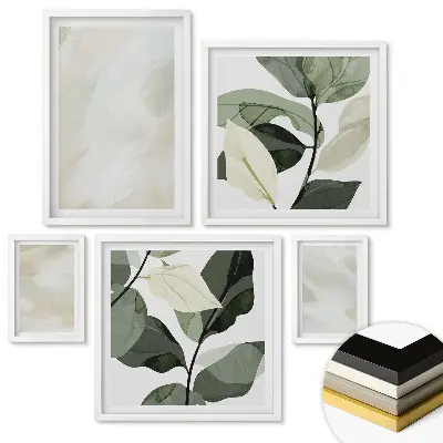Set de tablouri înrămate cu accente vegetale în stil minimalist