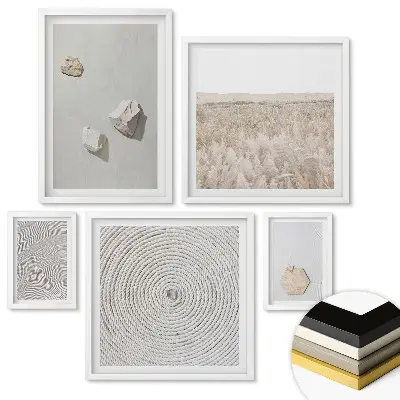 Set de 5 tablouri înrămate Frumusețea minimalistă a naturii și a texturilor