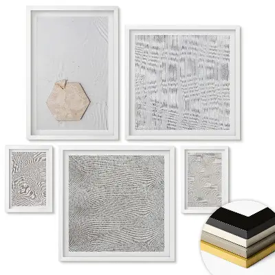 Set de tablouri înrămate cu modele abstracte în nuanțe de gri