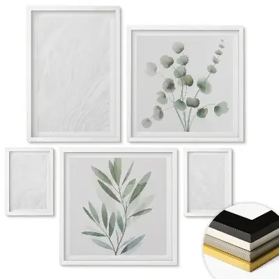 Set de tablouri înrămate cu plante verzi în stil minimalist