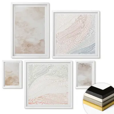 Set 5 tablouri înrămate cu modele abstracte în nuanțe delicate