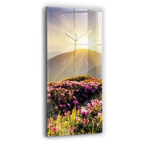 Ceas vertical de perete din sticlă decorativ Peisaj montan