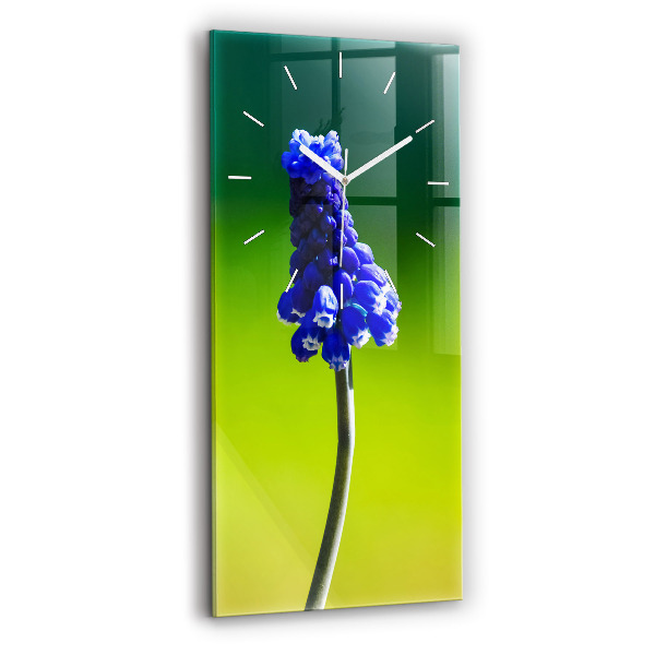 Ceas din sticlă dreptunghiular vertical decorativ Flori albastre
