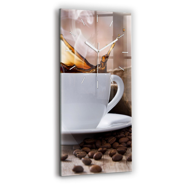 Ceas din sticlă dreptunghiular vertical decorativ O ceașcă de cafea