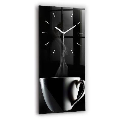 Ceas vertical de perete din sticlă decorativ O ceașcă de cafea