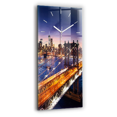 Ceas din sticlă dreptunghiular vertical decorativ New York și apusul soarelui