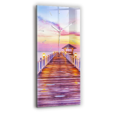 Ceas din sticlă dreptunghiular vertical decorativ Podul din port seara