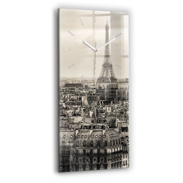 Ceas vertical de perete din sticlă decorativ Panoramă peisagistică a Parisului