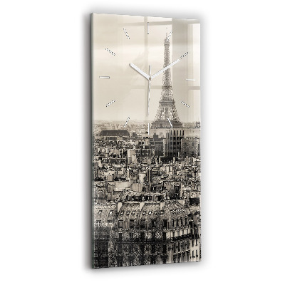 Ceas vertical de perete din sticlă decorativ Panoramă peisagistică a Parisului