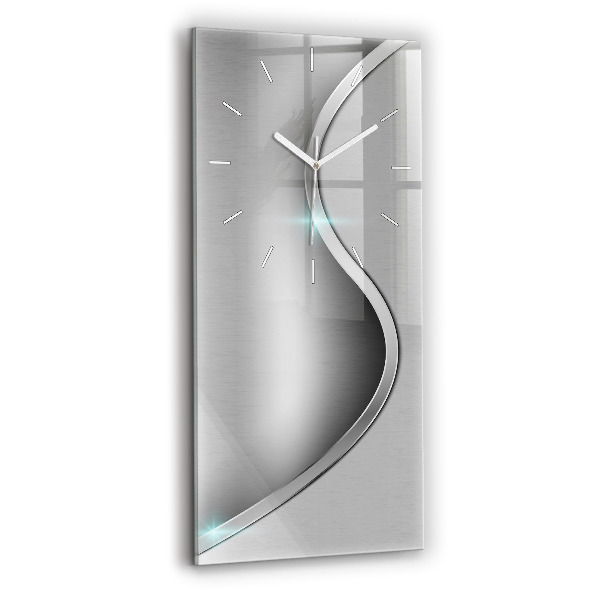 Ceas din sticlă dreptunghiular vertical decorativ Abstracție metalică gri