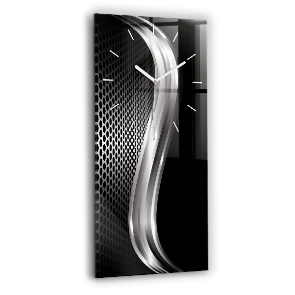 Ceas din sticlă dreptunghiular vertical decorativ Abstracție black metal