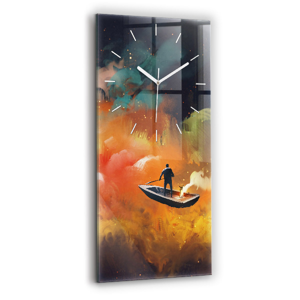 Ceas din sticlă dreptunghiular vertical decorativ Pictură abstractă