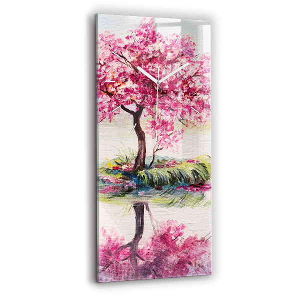 Ceas vertical de perete din sticlă decorativ Mozaic de copac