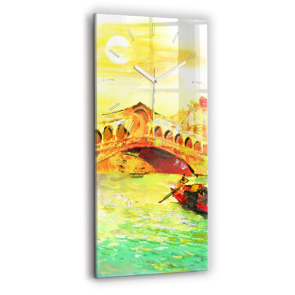 Ceas vertical de perete din sticlă decorativ Podul Rialto din Veneția