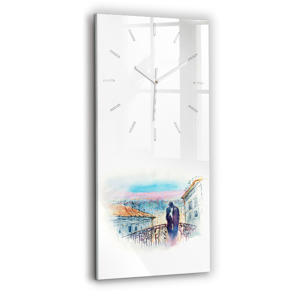Ceas vertical de perete din sticlă decorativ Oameni în acuarelă