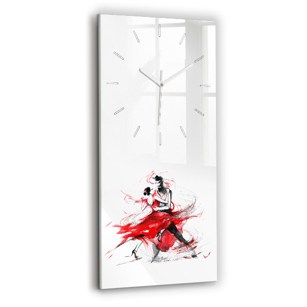 Ceas vertical de perete din sticlă decorativ Cuplu de dans