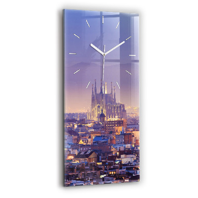 Ceas vertical de perete din sticlă decorativ Vedere a Barcelonei
