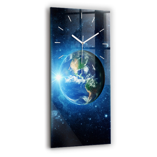 Ceas vertical de perete din sticlă decorativ Pământul și Galaxia – NASA
