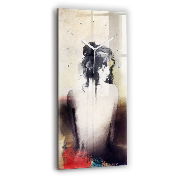 Ceas din sticlă dreptunghiular vertical decorativ Portret abstract al unei femei