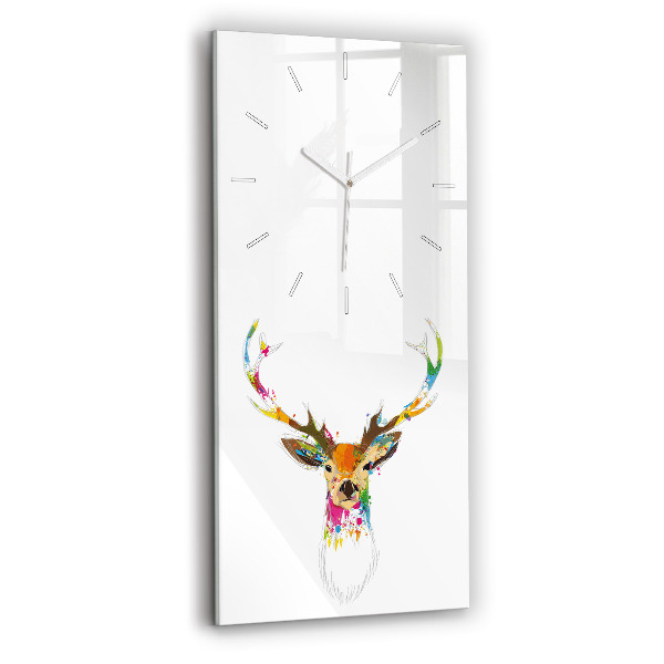 Ceas din sticlă dreptunghiular vertical decorativ Cap de cerb colorat