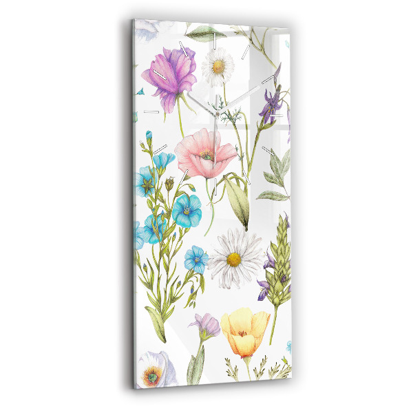 Ceas vertical de perete din sticlă decorativ Compoziție florală