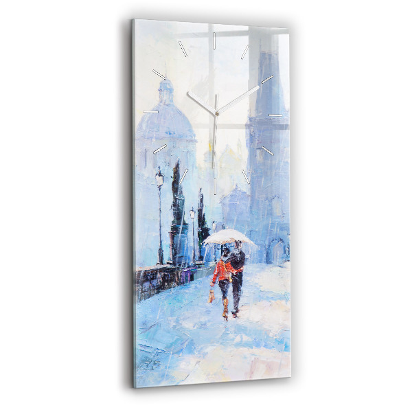 Ceas vertical de perete din sticlă decorativ Artă în ulei