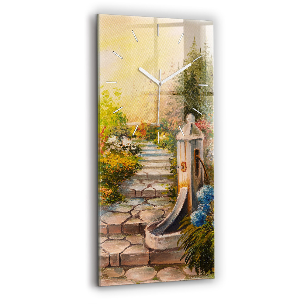 Ceas din sticlă dreptunghiular vertical decorativ Compoziția petrolului în pădure