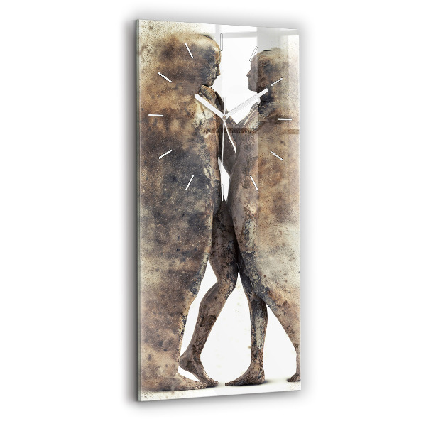 Ceas vertical de perete din sticlă decorativ Nisip de oameni abstracti
