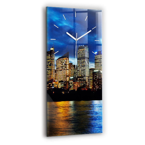 Ceas vertical de perete din sticlă decorativ Sydney seara