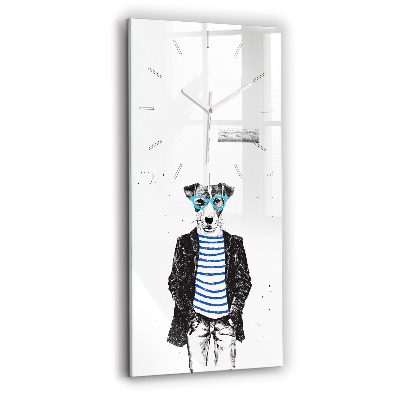 Ceas din sticlă dreptunghiular vertical decorativ Un câine într-un corp uman