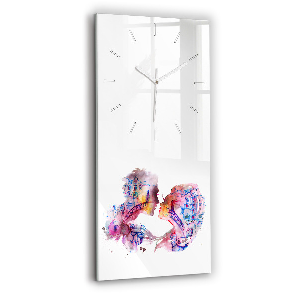 Ceas din sticlă dreptunghiular vertical decorativ Două trupuri, un suflet