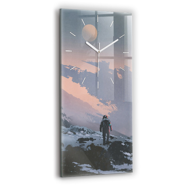 Ceas din sticlă dreptunghiular vertical decorativ Astronauții Calea Lactee