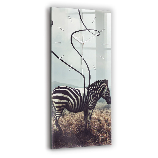 Ceas din sticlă dreptunghiular vertical decorativ Zebră – Abstracție