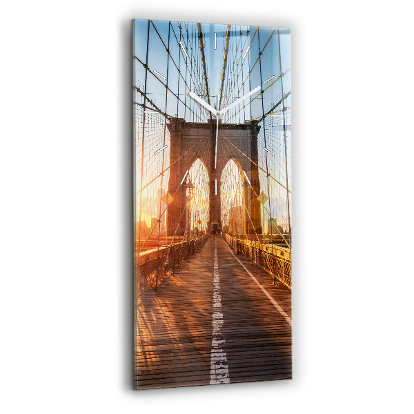 Ceas vertical de perete din sticlă decorativ Podul Brooklyn, New York