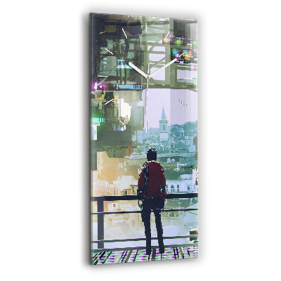 Ceas din sticlă dreptunghiular vertical decorativ Cyberpunk