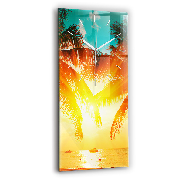 Ceas vertical de perete din sticlă decorativ Vacanțe Relaxare Vară