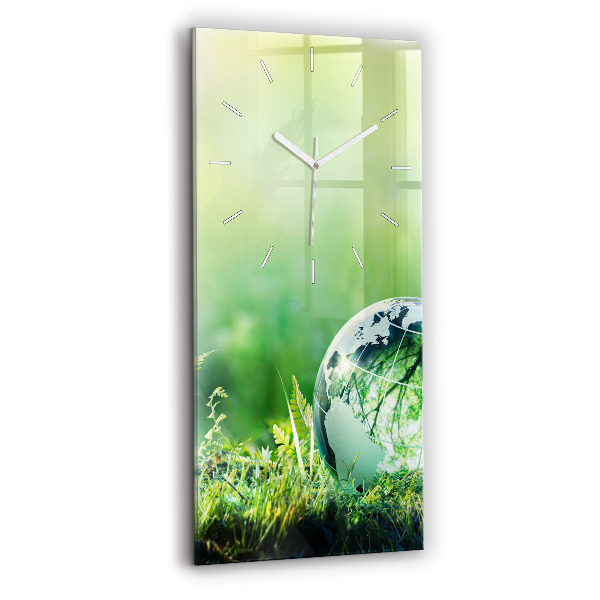 Ceas vertical de perete din sticlă decorativ Glob