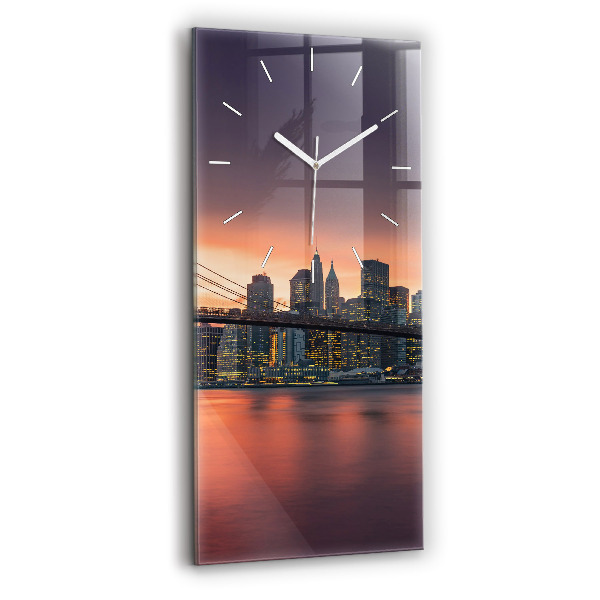 Ceas din sticlă dreptunghiular vertical decorativ East River din New York