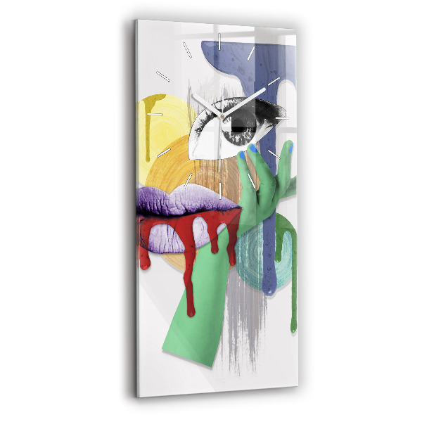 Ceas din sticlă dreptunghiular vertical decorativ Colaj suprarealist