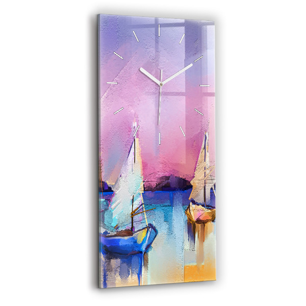 Ceas vertical de perete din sticlă decorativ Peisaj marin