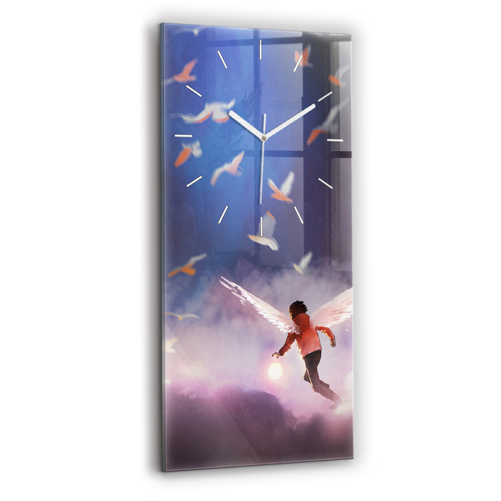 Ceas din sticlă dreptunghiular vertical decorativ Băiat cu aripi