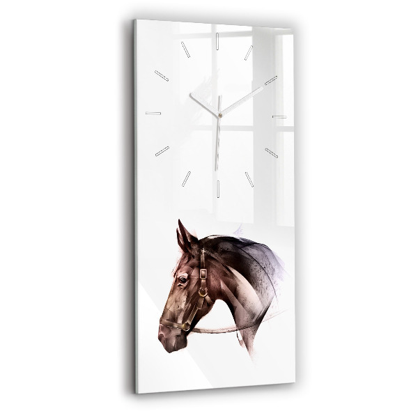 Ceas din sticlă dreptunghiular vertical decorativ Profil de cal pictat