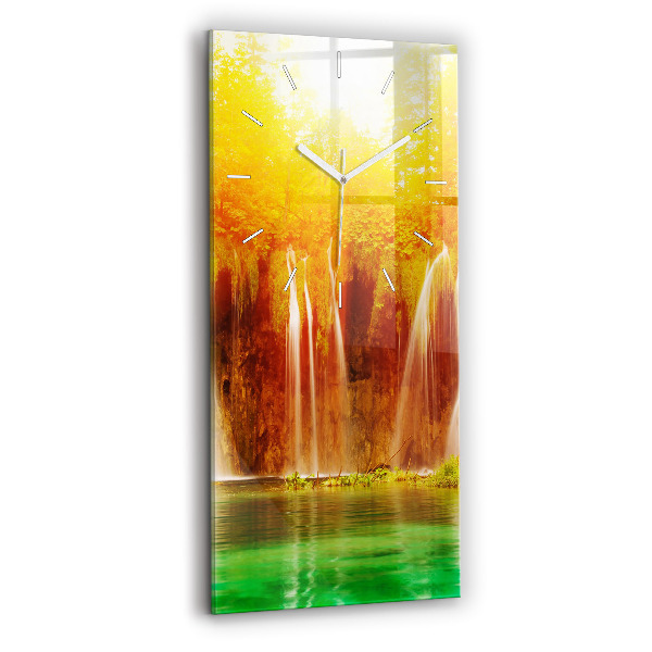 Ceas din sticlă dreptunghiular vertical decorativ Vedere a cascadei